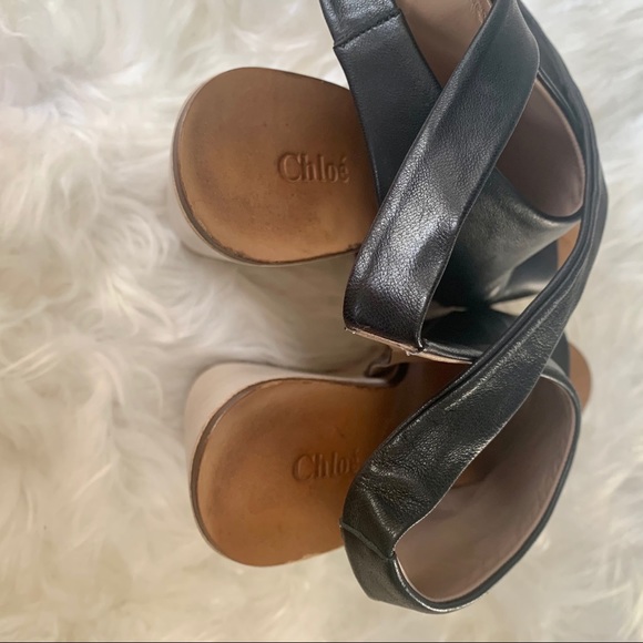 Chloe Wood and Leather Tie Wedges - Picture 4 of 7